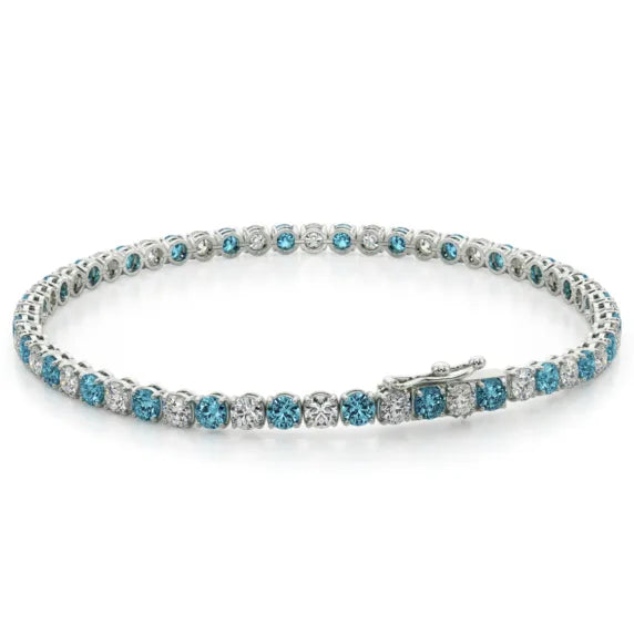 Blue and White Diamond Tennis Bracelet