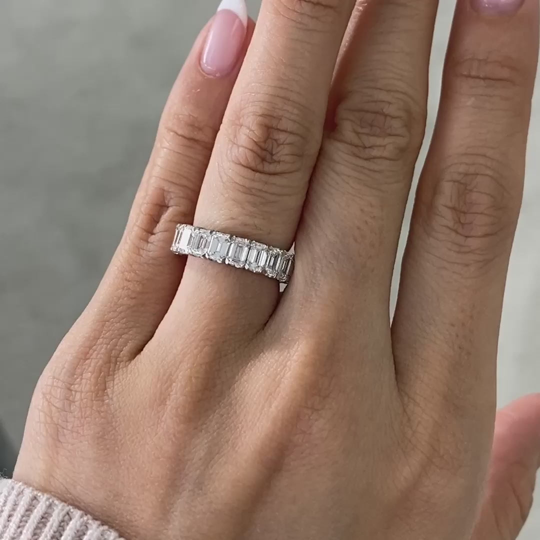 5ct Emerald Diamond Chloe Platinum Eternity Band