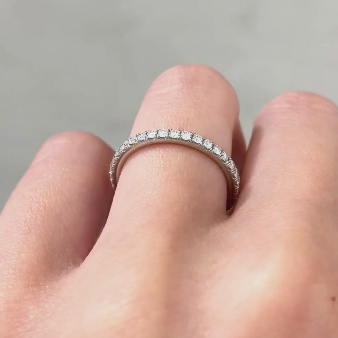 0.50ct Natural Round Diamond U Pave Platinum Eternity Wedding Band