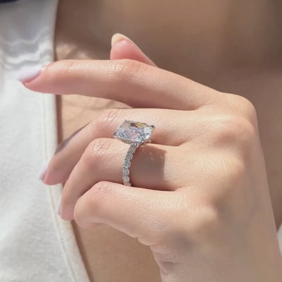 Cushion Diamond Old Mine The Eloise Trellis with Hidden Halo Platinum Engagement Ring