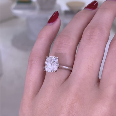 Cushion Diamond Hidden Halo Cathedral Solitaire White Gold Engagement Ring