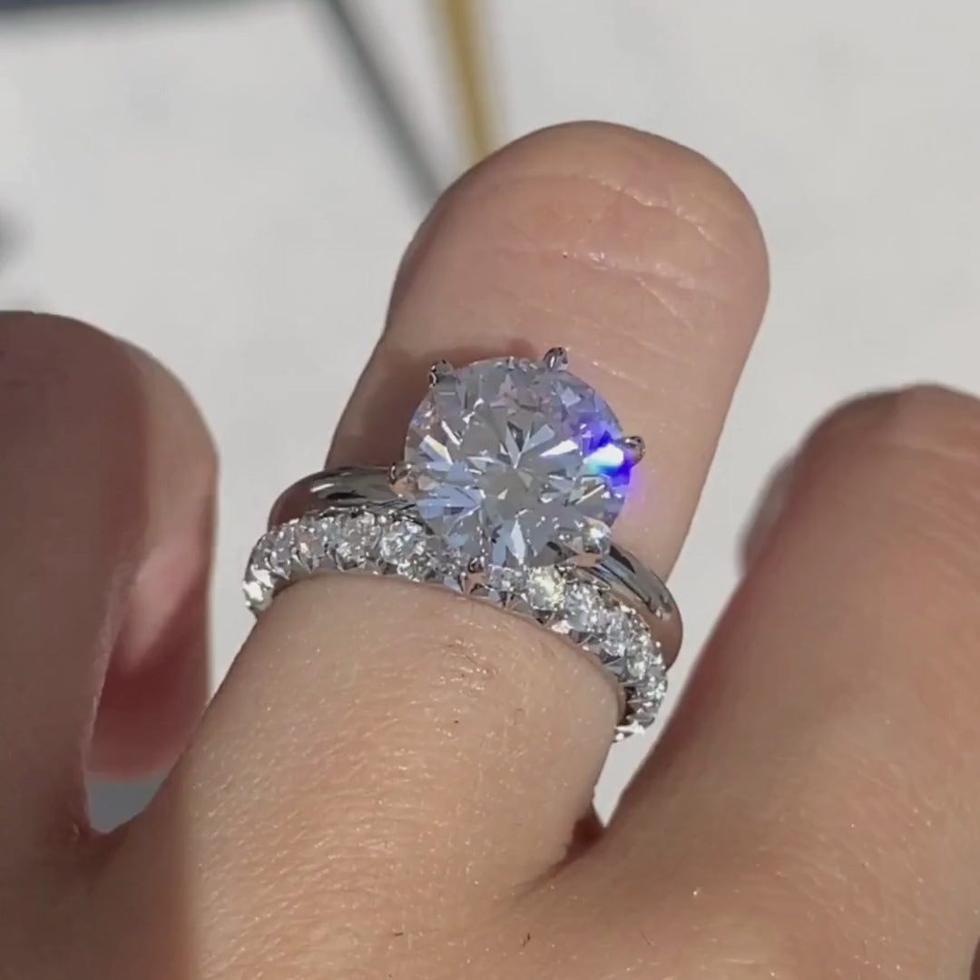 1ct Round Diamond French Pave Eternity Platinum Wedding Band