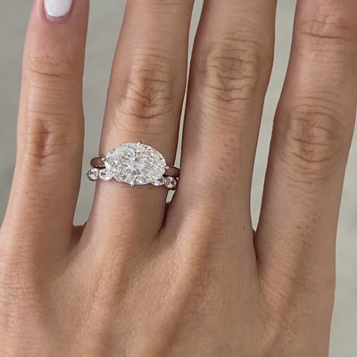 1ct Oval Diamond East West 3/4 Way Platinum Wedding Band