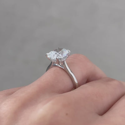 Cushion Diamond Hidden Halo Cathedral Solitaire Platinum Engagement Ring