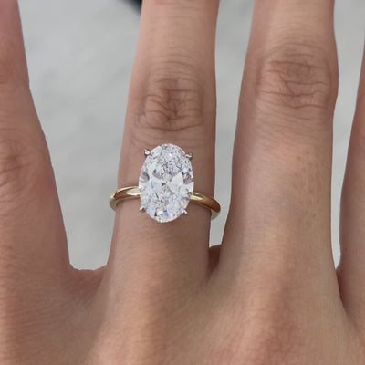 3ct Oval Diamond Full Wrap Hidden Halo Yellow Gold And Platinum Solitaire Engagement Ring