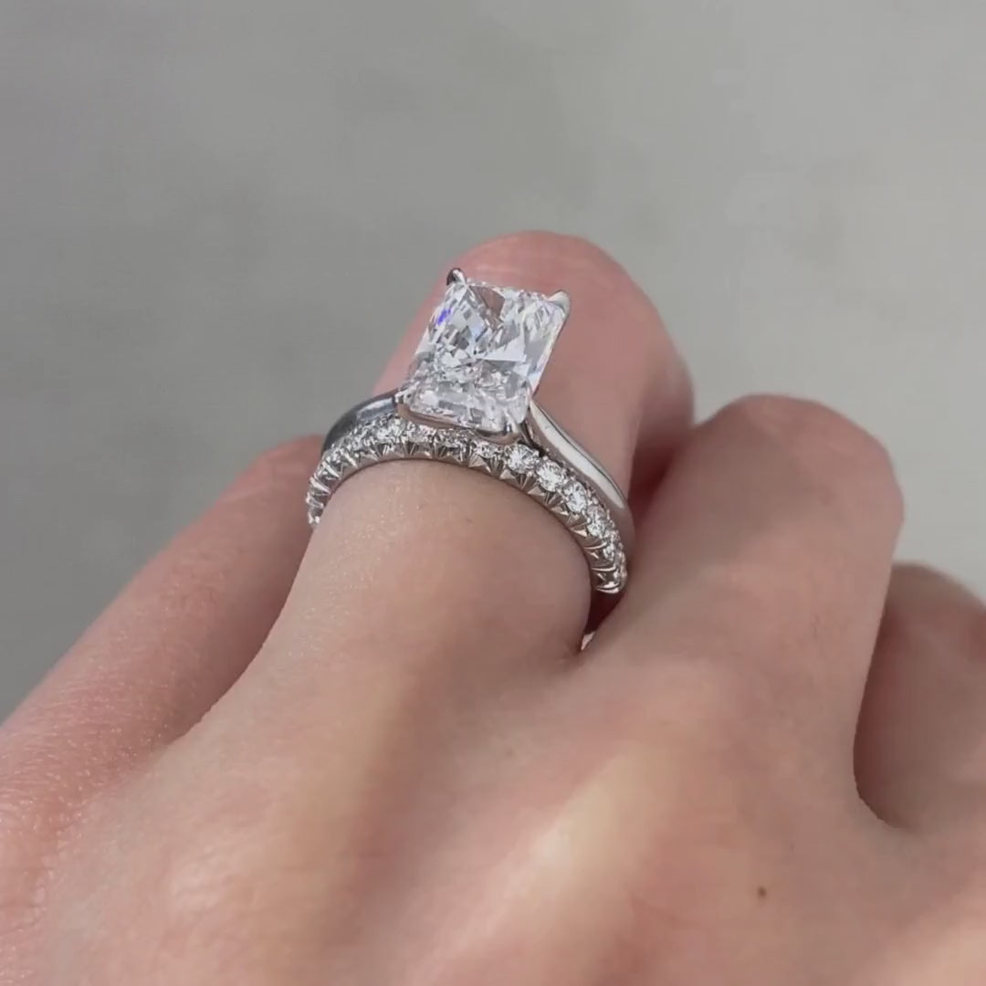2.99ct Lab Grown Radiant Diamond Tulip Solitaire Platinum Engagement Ring - 2.99ct Lab Grown