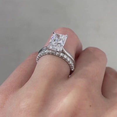 2.99ct Lab Grown Radiant Diamond Tulip Solitaire Platinum Engagement Ring - 2.99ct Lab Grown