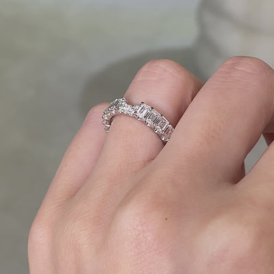 3.50ct Ribbon Contour Emerald Cut Diamond Eternity Band in Platinum