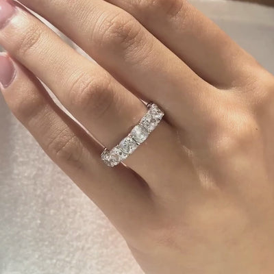 7ct Lab Grown Cushion Diamond Platinum Eternity Band