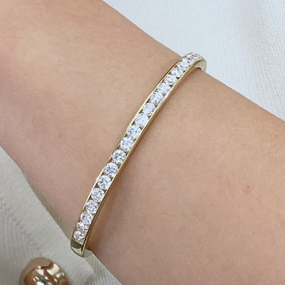 3ct Petite Round Lab Grown Diamond Channel Set Bangle Yellow Gold in 14K yellow gold