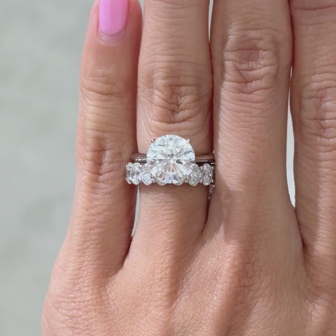 3ct Lab Grown Oval Diamond 9 Stone White Gold Wedding Band in 18k white gold