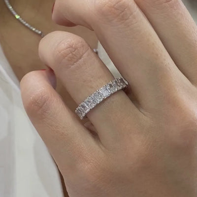 3.25ct Lab Grown Radiant Diamond 4.30mm Platinum Wedding Band