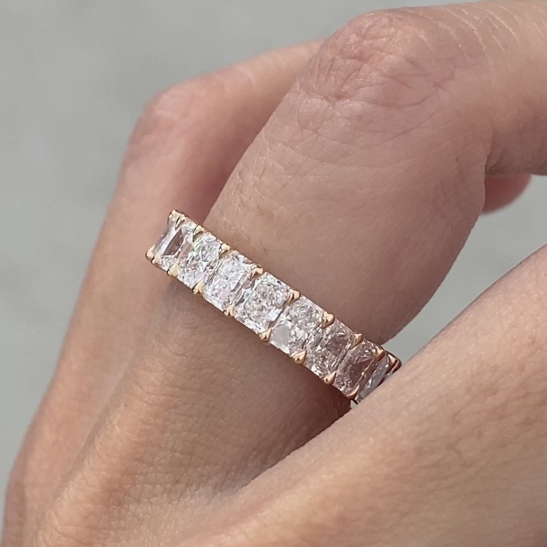 4.25ct Radiant Diamond Rose Gold Eternity Band in 14k Rose Gold