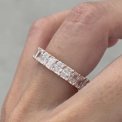4.25ct Radiant Diamond Rose Gold Eternity Band in 14k Rose Gold