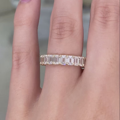3ct Emerald Cut Diamond Chloe 3.50mm Yellow Gold Eternity Band in 14k Yellow Gold