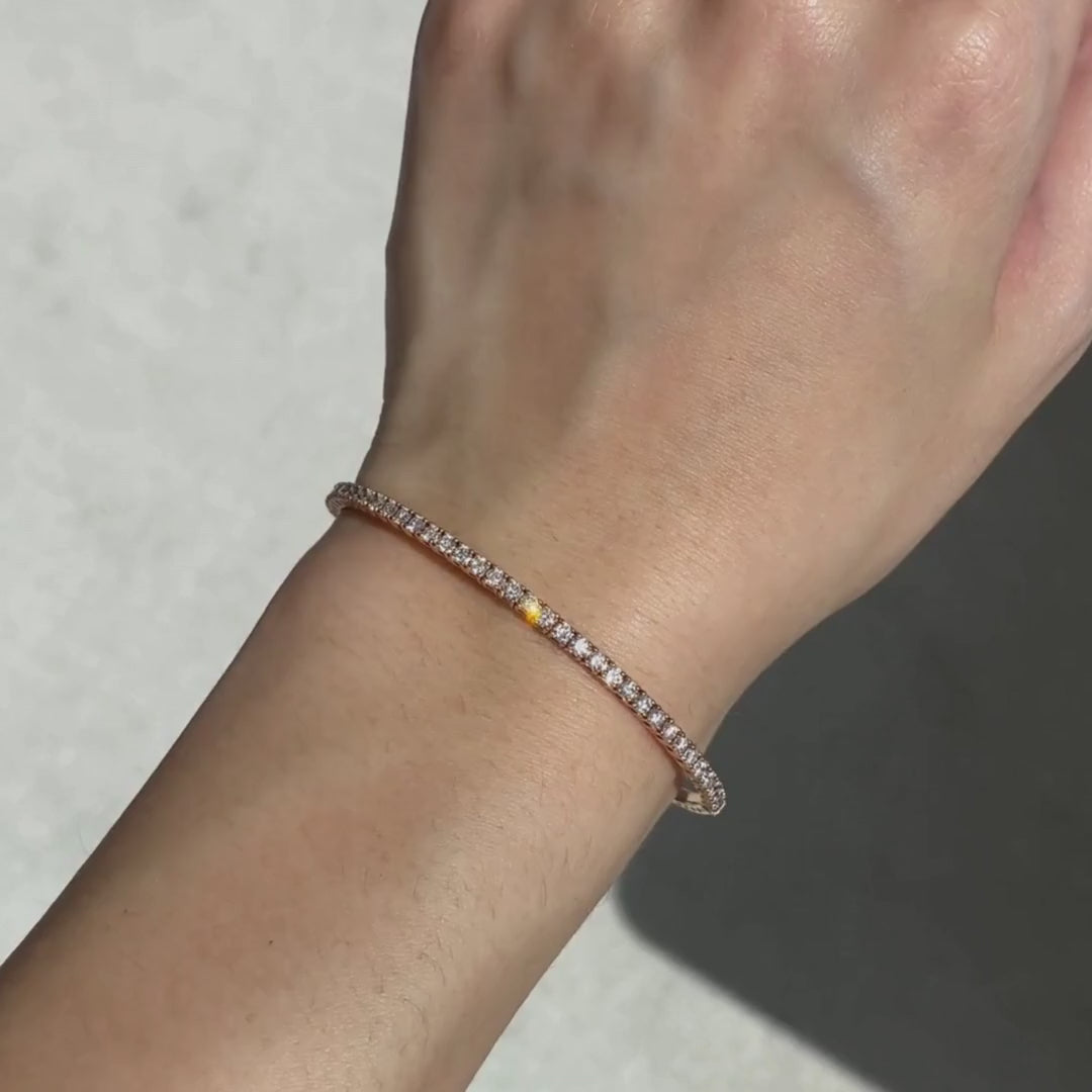 1.30ct Lab Grown Round Diamond Rose Gold Flexible Bangle in 14k rose gold - 1.30ct Lab Grown