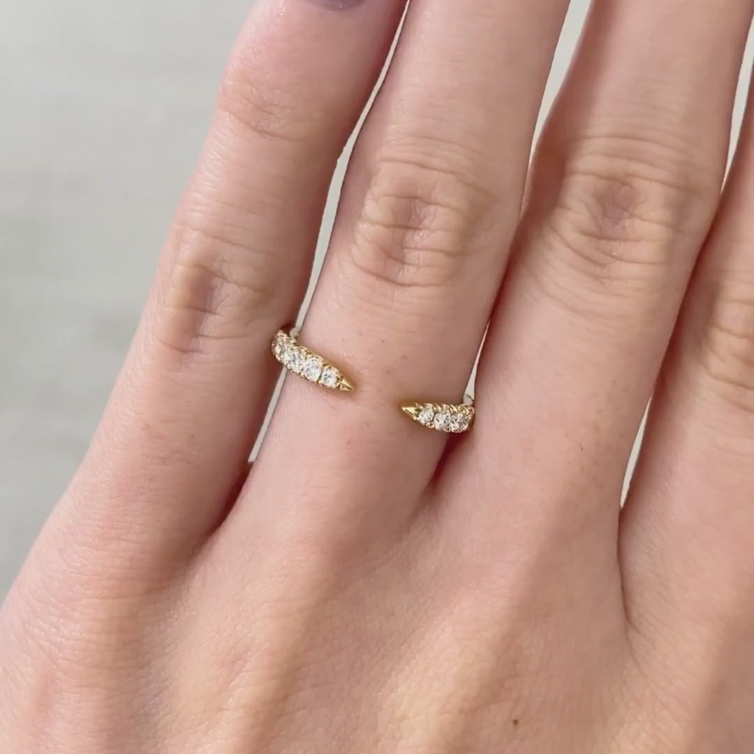 0.50ct French Pave Open Claw Round Diamond Wedding Band in 14k yellow gold - 0.50ct