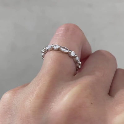 1.25ct Round And Marquise Shared Prong Diamond Platinum Eternity Band - 1.25ct Lab Grown