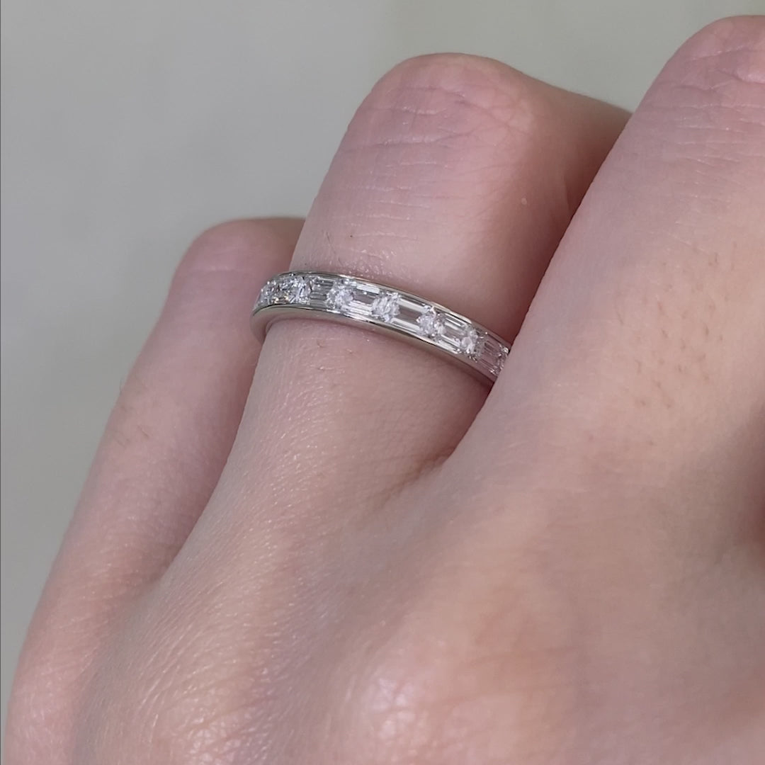 1.25ct Emerald Diamond Channel Set East West  3/4 Way Platinum Eternity Band - 1.25ct Lab Grown