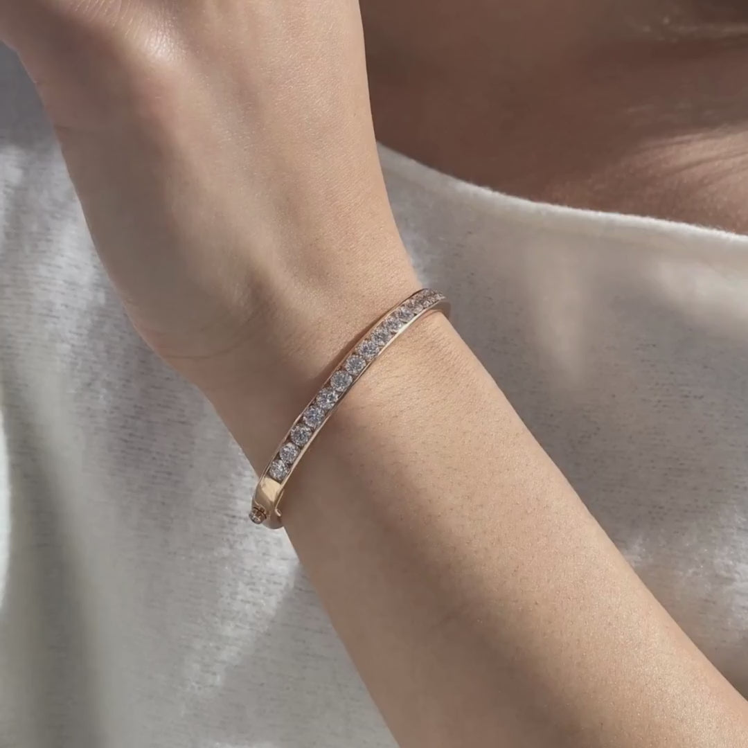 4ct Lab Diamond Rose Gold Channel Set Bangle in 14k rose gold