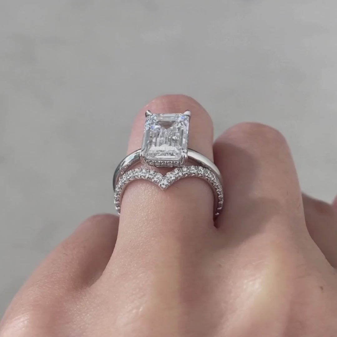 4.06ct Emerald Diamond Solitaire Platinum Engagement Ring