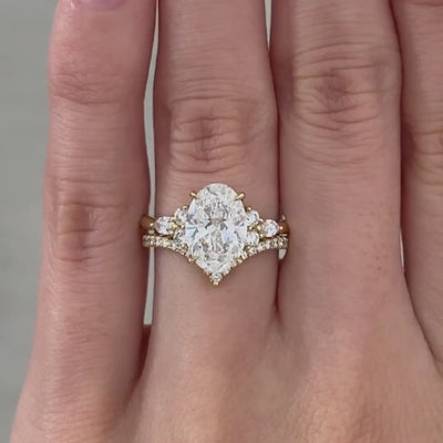 2.09ct Lab Grown Oval Diamond Claudia 7 Stone Yellow Gold Engagement Ring in 14K yellow gold - 2.09ct Lab Grown