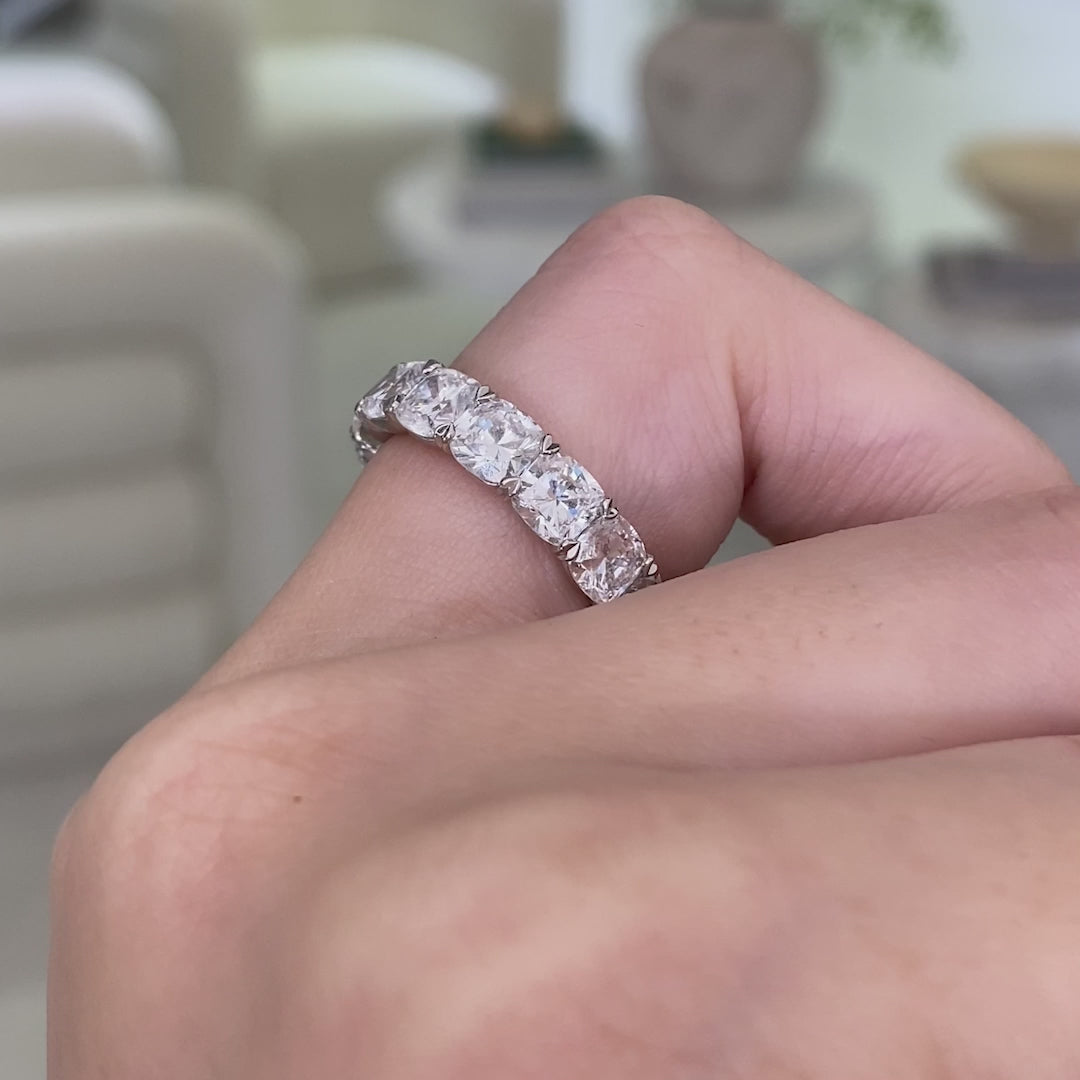 7.25ct Cushion Diamond Platinum Eternity Band