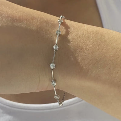 1ct Dainty Floating Lab Diamond Bezel Set Bracelet in 18k white gold