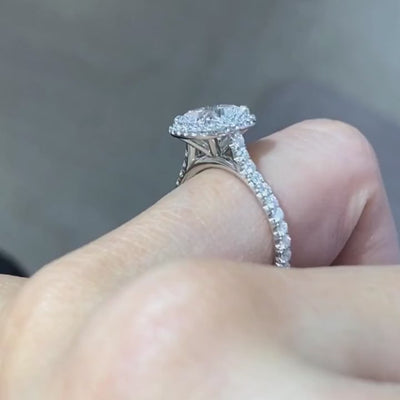 Cushion Diamond Seamless Halo U Pave Cathedral Platinum Engagement Ring - 1.50ct Lab Grown