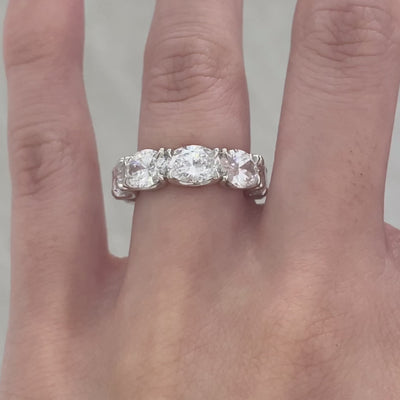 7.5ct Lab Grown Oval Diamond East West U Gallery Eternity Wedding Band in platinum