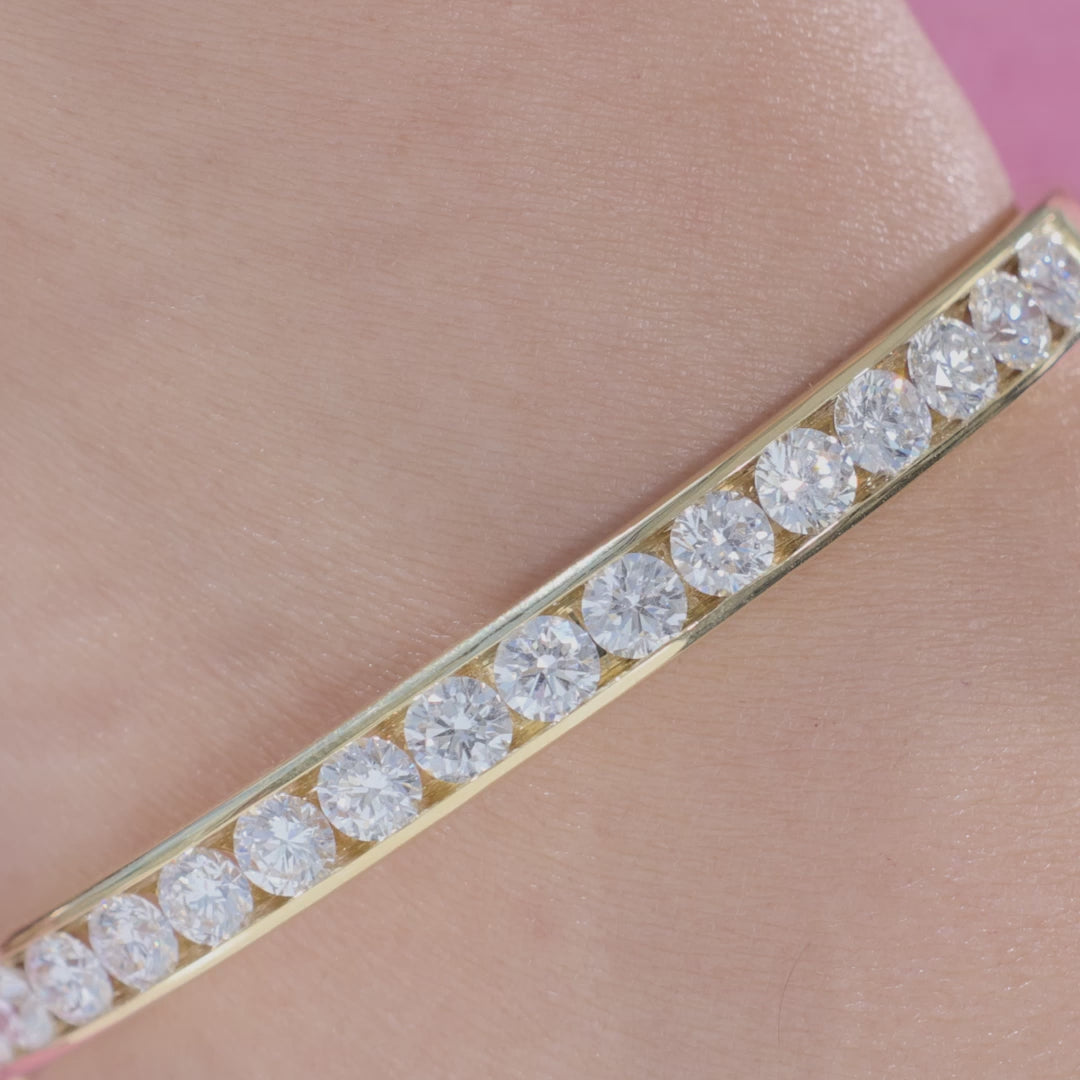 5.25ct Round Lab Grown Diamond Channel Set Bangle Yellow Gold in 14K yellow gold