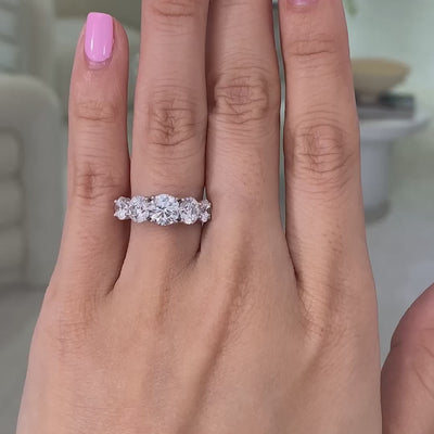 3.75ct Five Stone French Pave Round Diamond Band in Platinum
