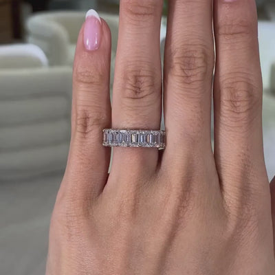 8.50ct Lab Grown Emerald Diamond Platinum Eternity Band