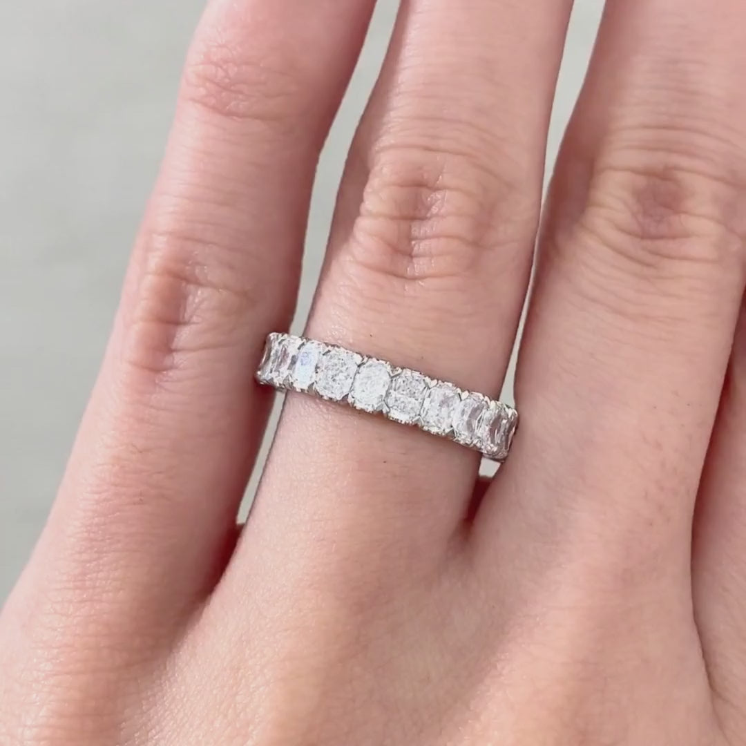 3.25ct Radiant Diamond Chloe 3.80mm Eternity Platinum Wedding Band