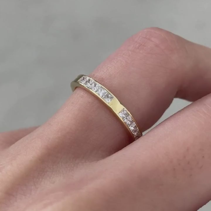0.50ct Scattered Princess Diamond Channel Set Yellow Gold Wedding Band in 14k yellow gold