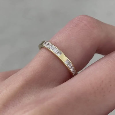 0.50ct Scattered Princess Diamond Channel Set Yellow Gold Wedding Band in 14k yellow gold
