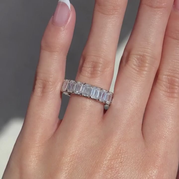 6ct Emerald Cut Diamond Chloe  5.20mm Platinum Wedding Band
