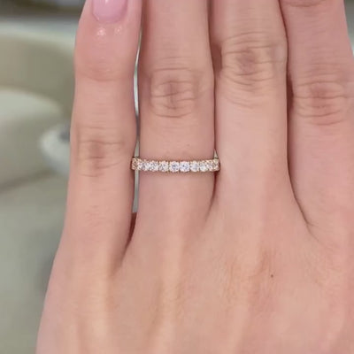 0.75ct Lab Grown Round Diamond 2.40mm U Pave Yellow Gold Wedding Band in 14k yellow gold