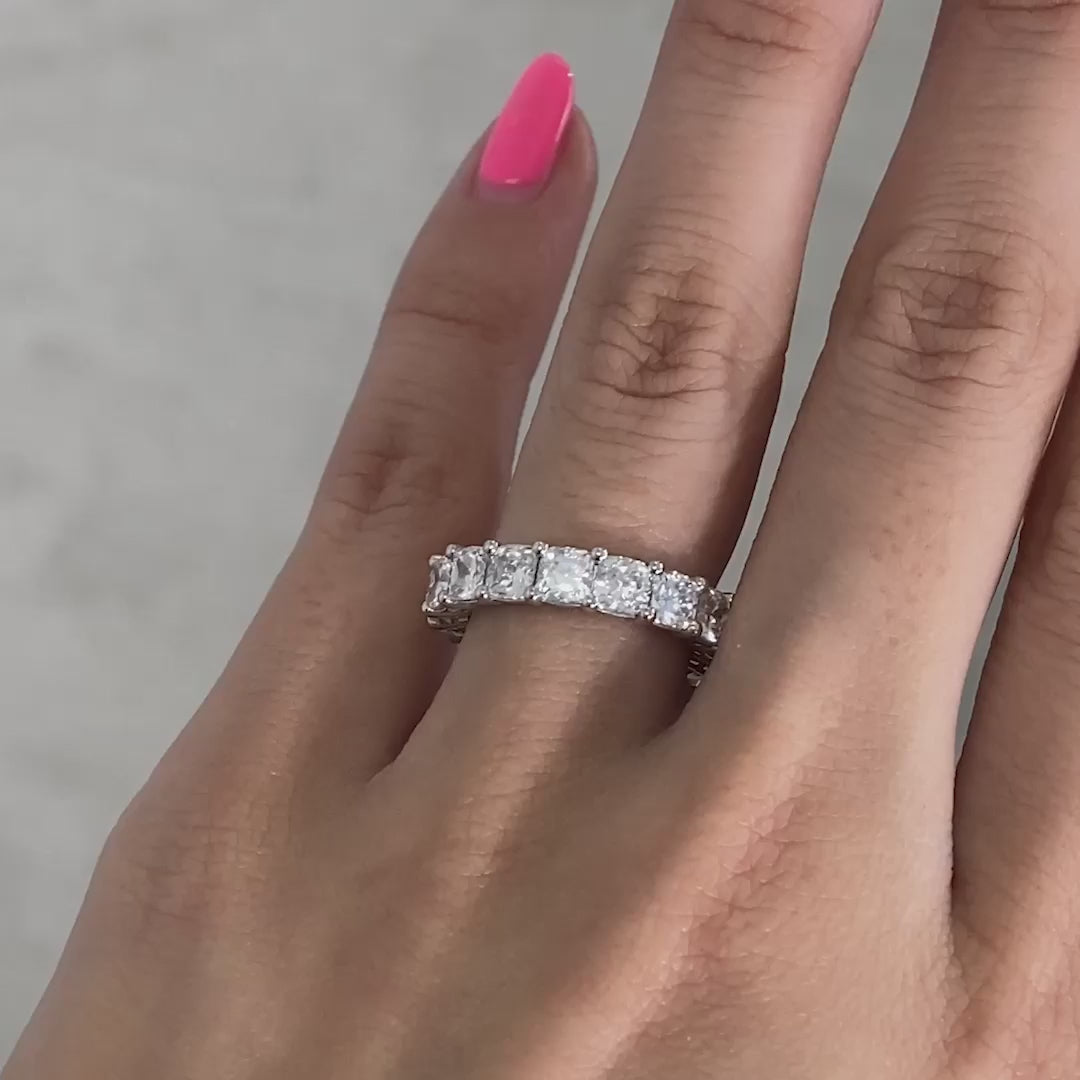5.50ct Cushion Diamond Platinum Eternity Band