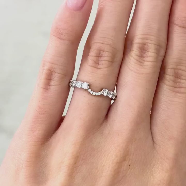 1ct Sophia Contour Round Diamond Bar 2.40mm Platinum Wedding Band