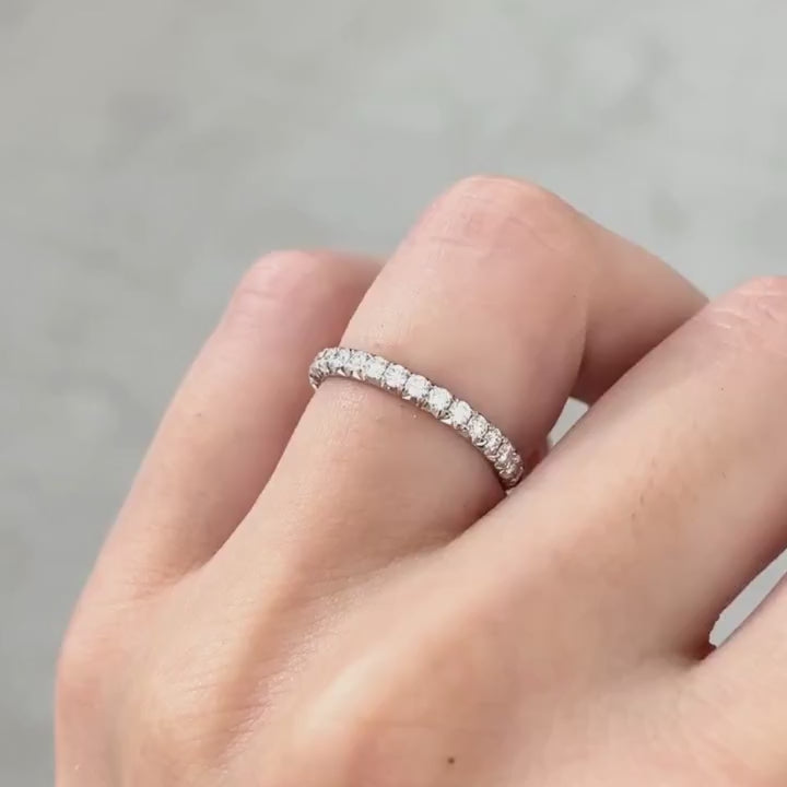 0.50ct French Pave 1/2 Way Diamond  Platinum Wedding Band - 0.50ct Lab Grown