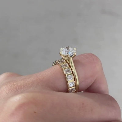 2.75ct Emerald Cut Diamond Bezel Set Yellow Gold Eternity Band in 14k yellow gold