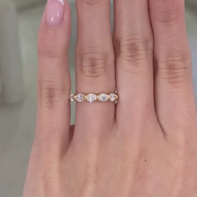 1.40ct Lab Grown Oval Diamond East West 3.0mm Yellow Gold Wedding Band in 18k yellow gold
