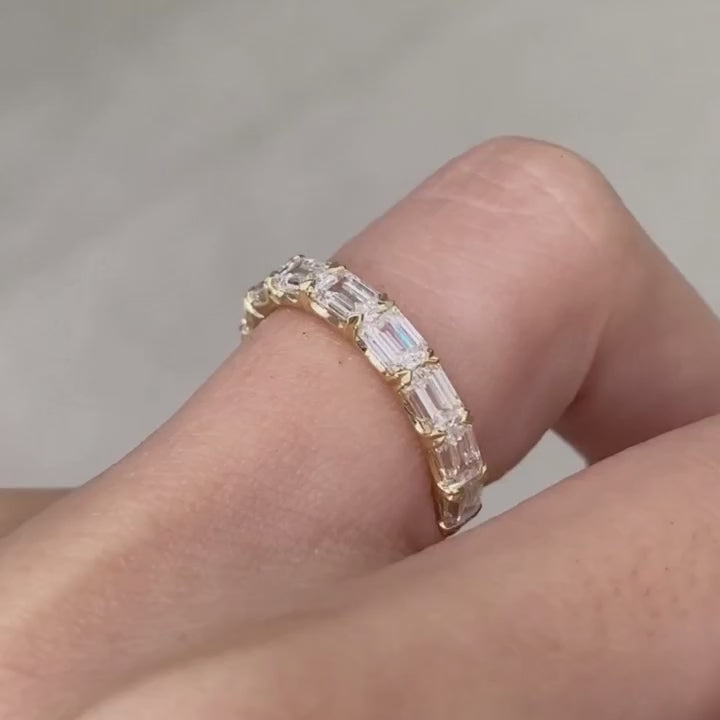 2.50ct Emerald Cut Diamond East West Chloe 3.00mm 14K Yellow Gold Wedding Band
