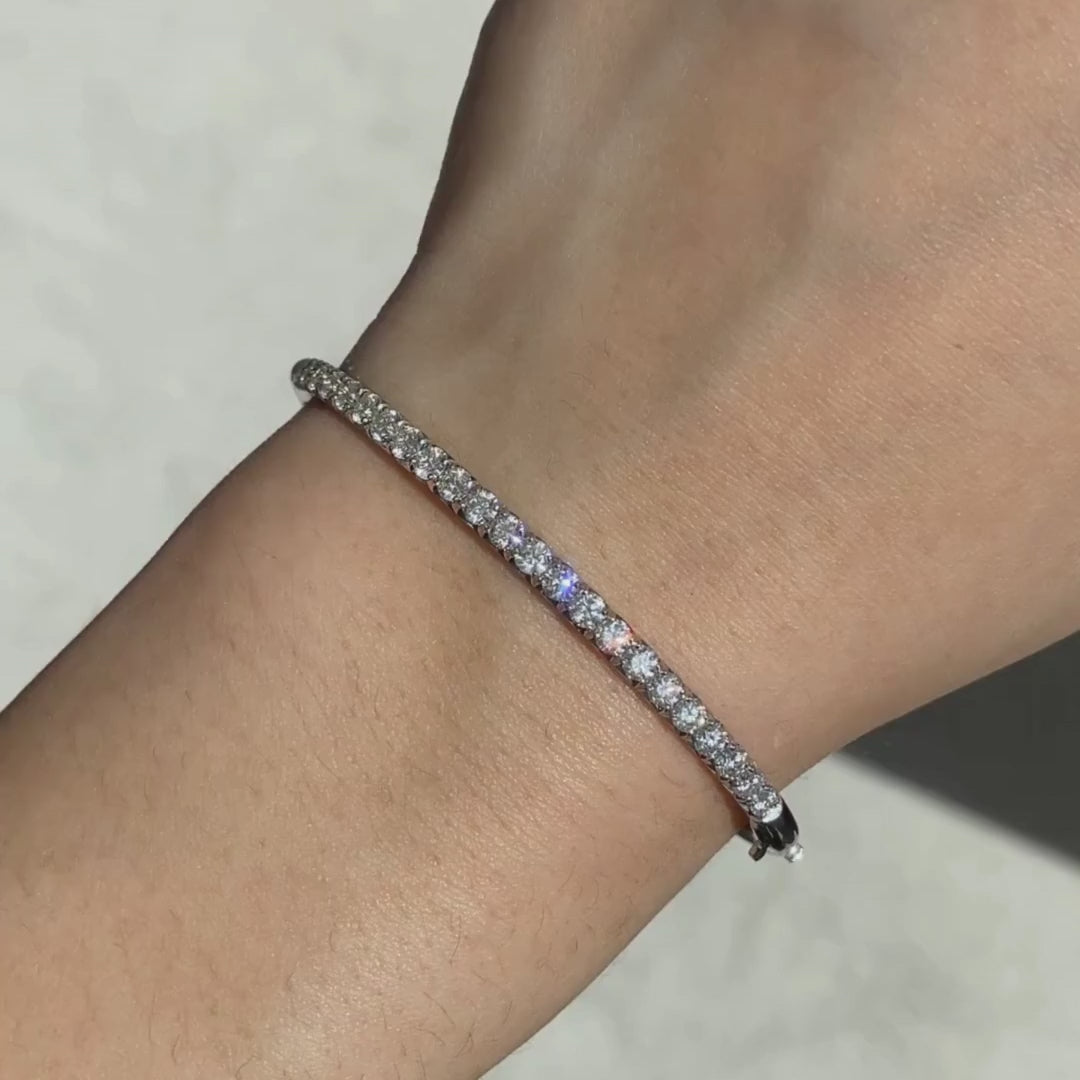 2ct Natural Round Diamond French Pave Bangle in 18k white gold