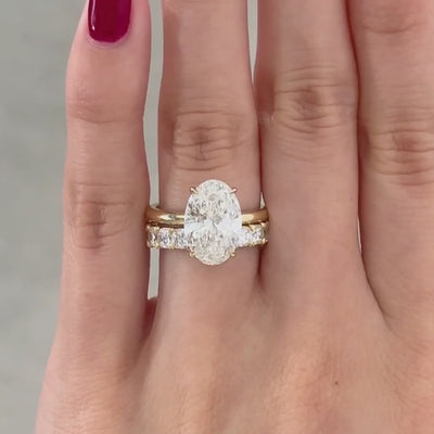 3.60ct The Hailey Lab Grown Oval Diamond Solitaire Yellow Gold Engagement Ring in 14k yellow gold