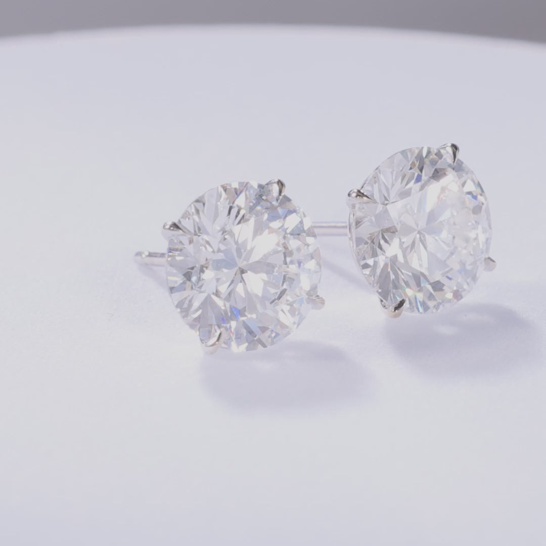 7.0ctw Lab Grown Round Diamond Stud Earrings in 14k white gold