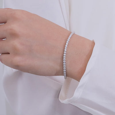 3ct Lab Grown Round Diamond White Gold 2.50mm Tennis Bracelet in 14k white gold
