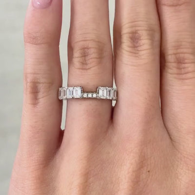 1.50ct Lab Grown Emerald Diamond Contour 3.80mm Platinum Wedding Band