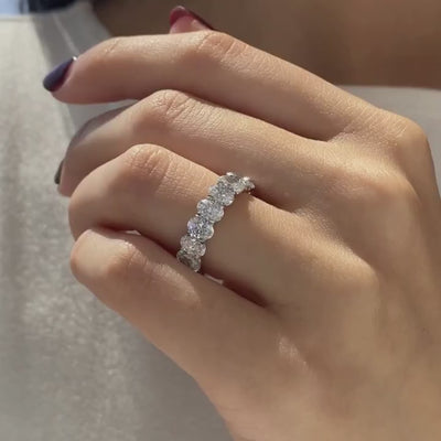 4.25ct Victoria Oval Diamond 5.25mm Platinum Eternity Wedding Band